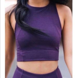 Zyia purple knit halter crop top